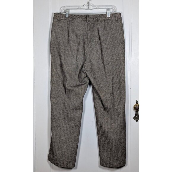 LL Bean Women's Size 14 Brown Herringbone Dress Pants Cotton Vintage Academia - Picture 2 of 3